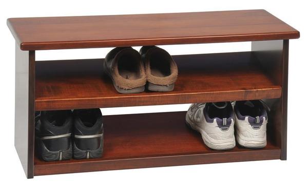 Hardwood Shoe Storage Bench by DutchCrafters Amish Furniture Store